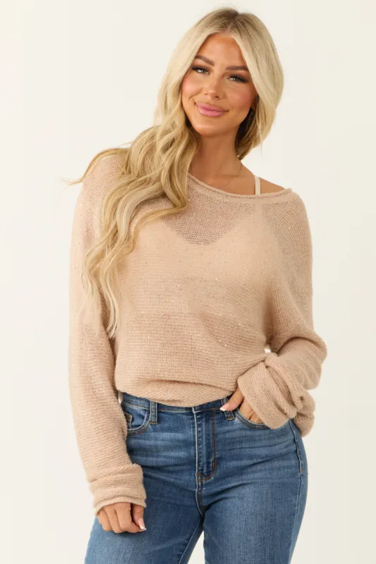 Blush Metallic Thread Sequin Wool Blend Sweater sold by Lime Lush