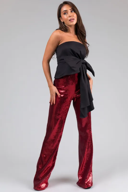 Cherry Sequined Wide Leg High Waisted Pants sold by Lime Lush