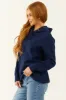 Navy Long Sleeve Knit Drawstring Hoodie sold by Lime Lush