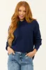 Navy Long Sleeve Knit Drawstring Hoodie sold by Lime Lush
