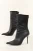 Black Faux Leather Stiletto Pointed Toe Boots sold by Lime Lush