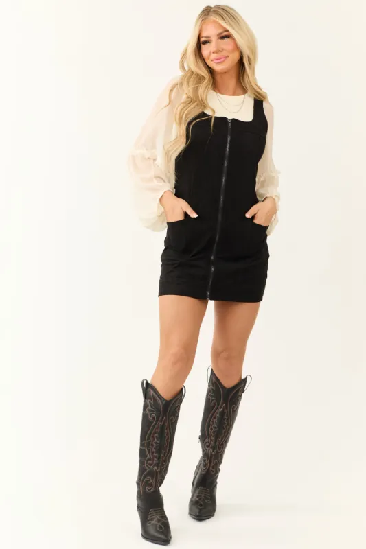 Black Faux Suede Buckle Strap Short Dress sold by Lime Lush