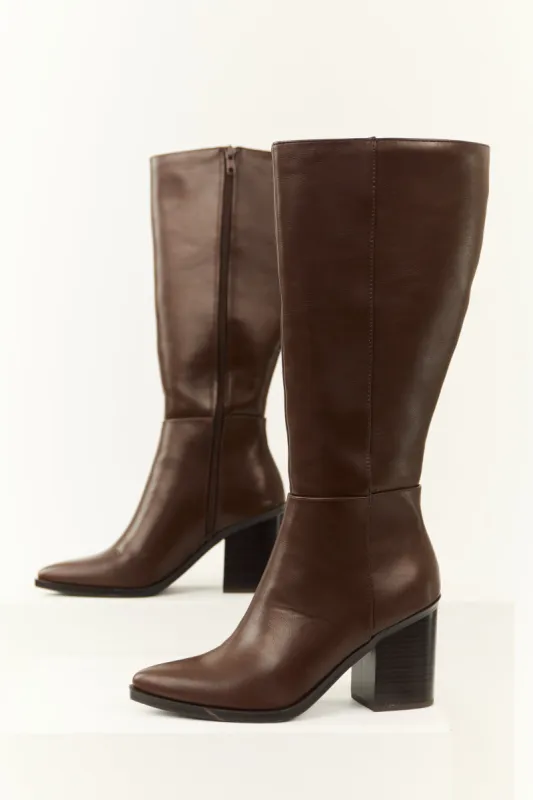 Chocolate Faux Leather Pointed Toe Boots sold by Lime Lush
