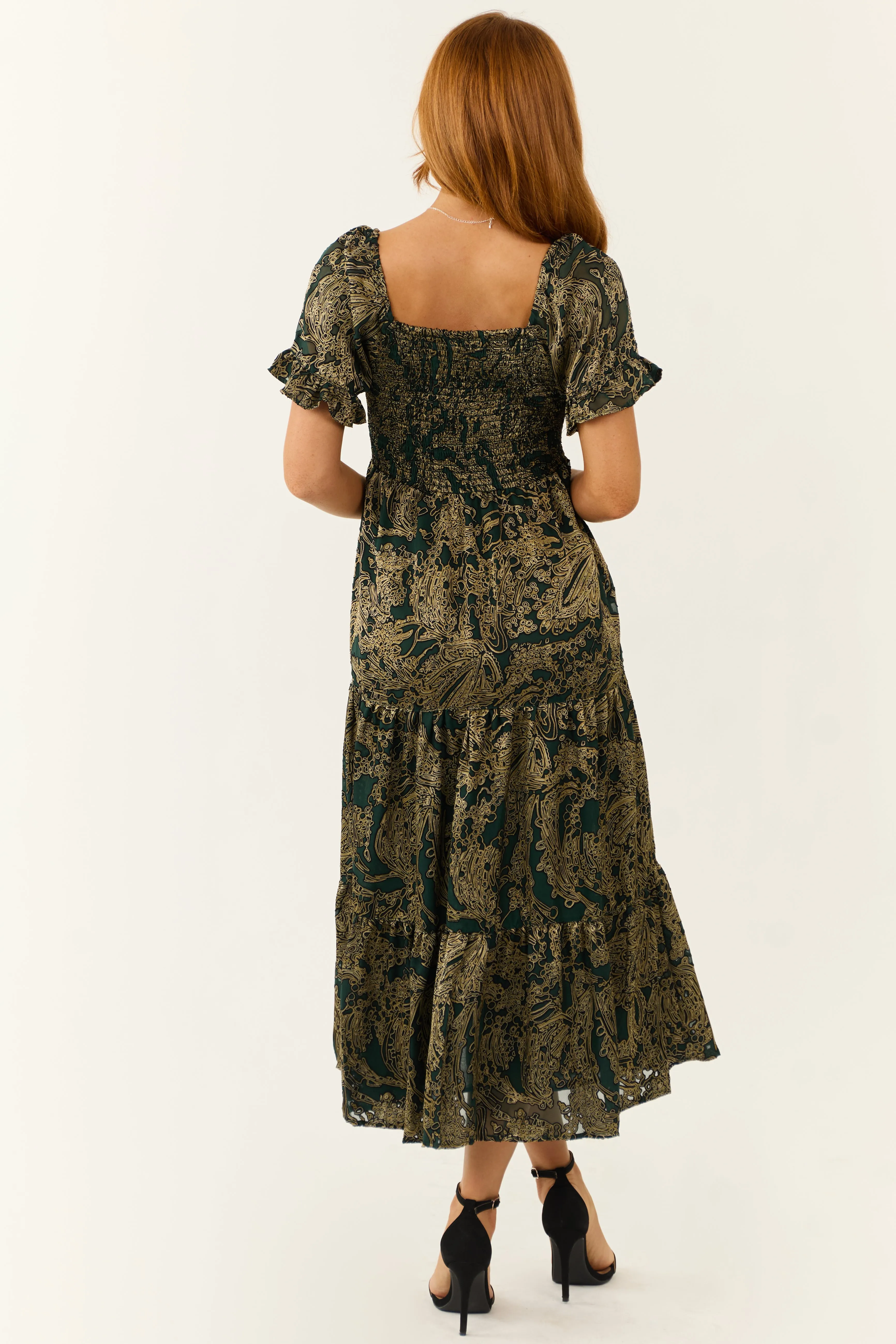 Pine Abstract Print Twist Front Midi Dress sold by Lime Lush product image thumbnail 5