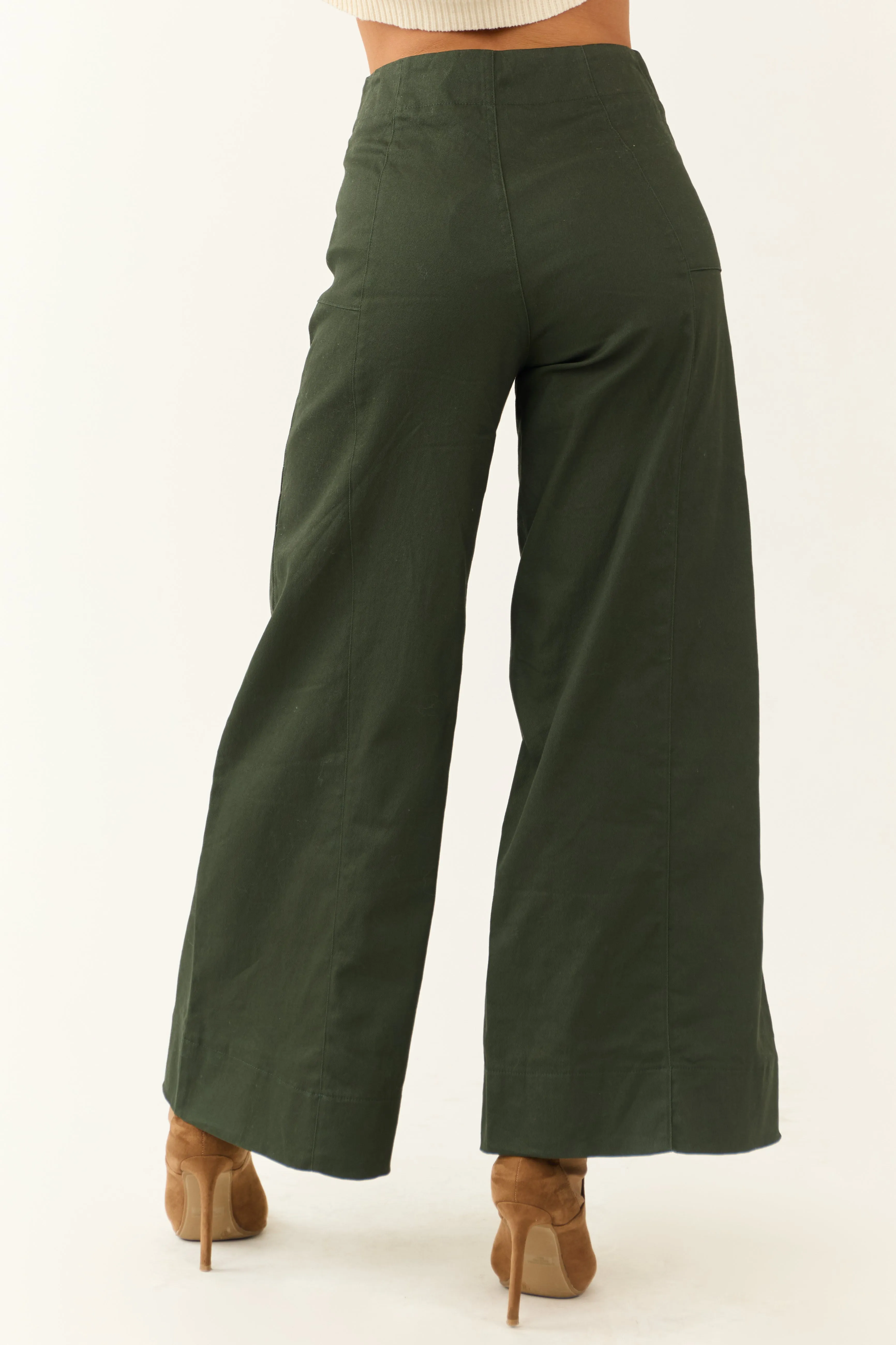 Deep Pine High Rise Wide Leg Ankle Length Pants sold by Lime Lush product image thumbnail 4