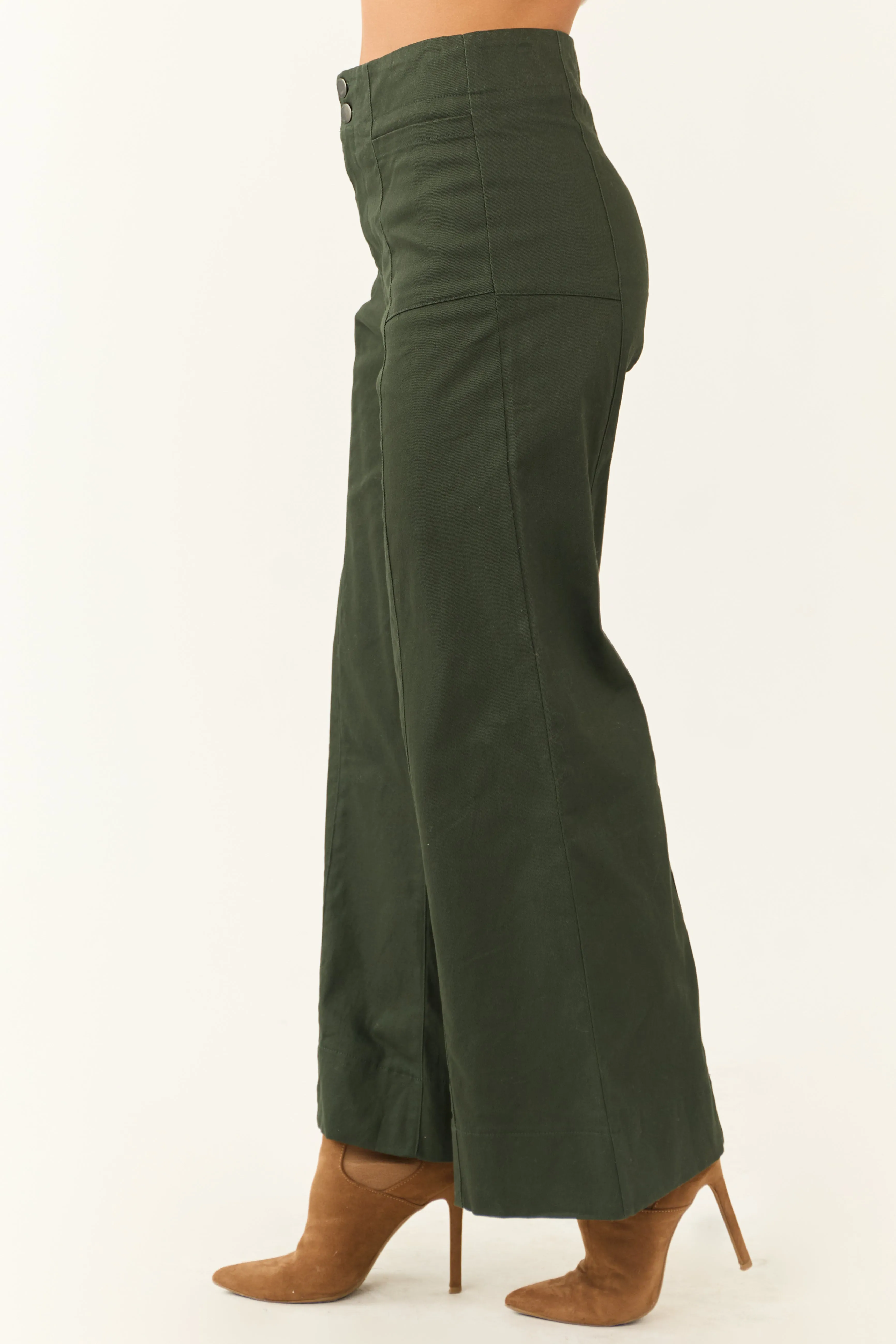 Deep Pine High Rise Wide Leg Ankle Length Pants sold by Lime Lush product image thumbnail 3