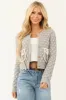 Dove Grey and White Button Down Textured Cardigan sold by Lime Lush