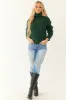 Dark Pine Textured Long Sleeve Turtleneck Sweater sold by Lime Lush