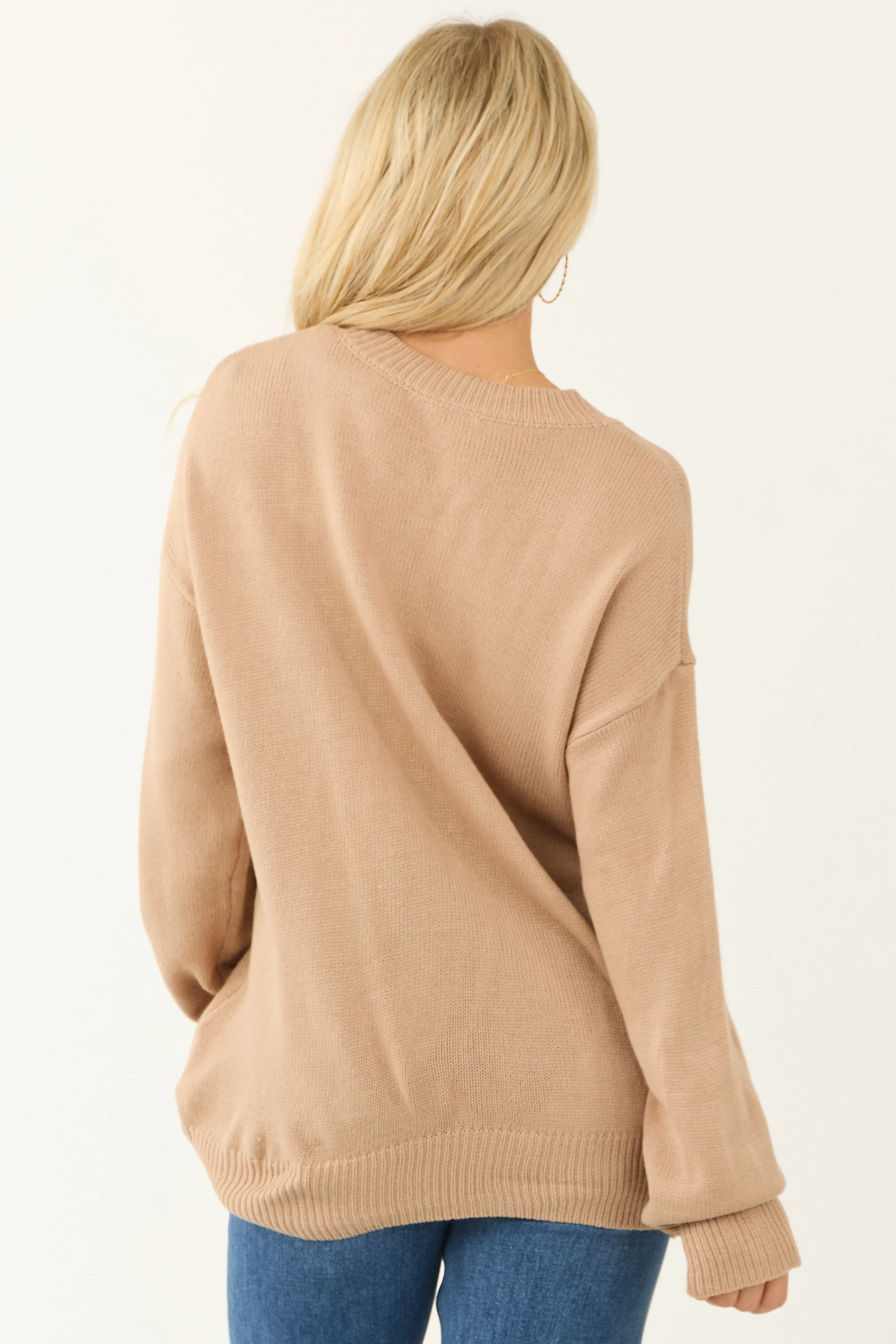 Latte 'Thankful' Metallic Yarn Graphic Sweater sold by Lime Lush product image thumbnail 5