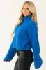 Cobalt Long Sleeve Turtleneck Chunky Sweater sold by Lime Lush