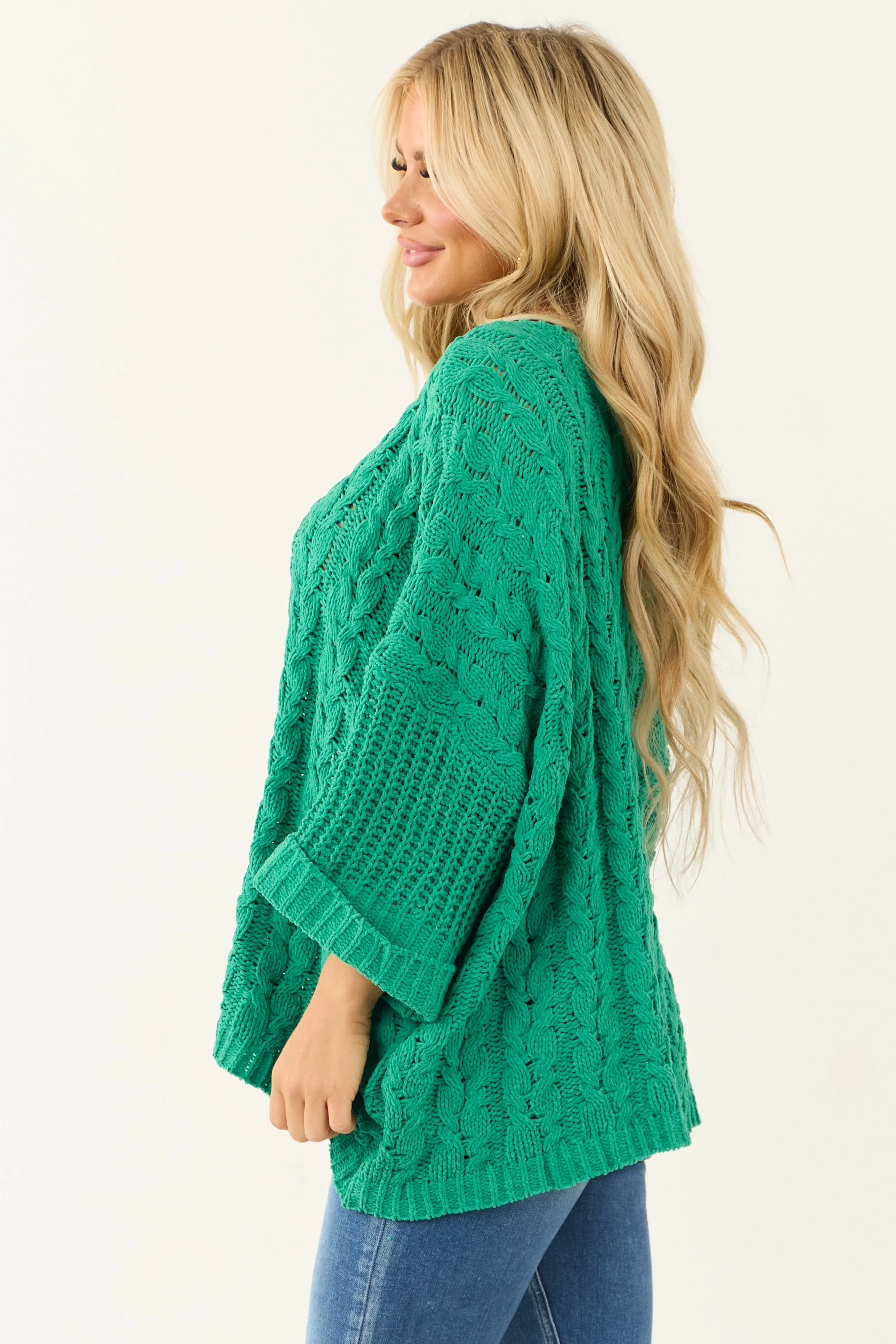 Jade Oversized Chenille Cable Knit Sweater sold by Lime Lush product image thumbnail 5