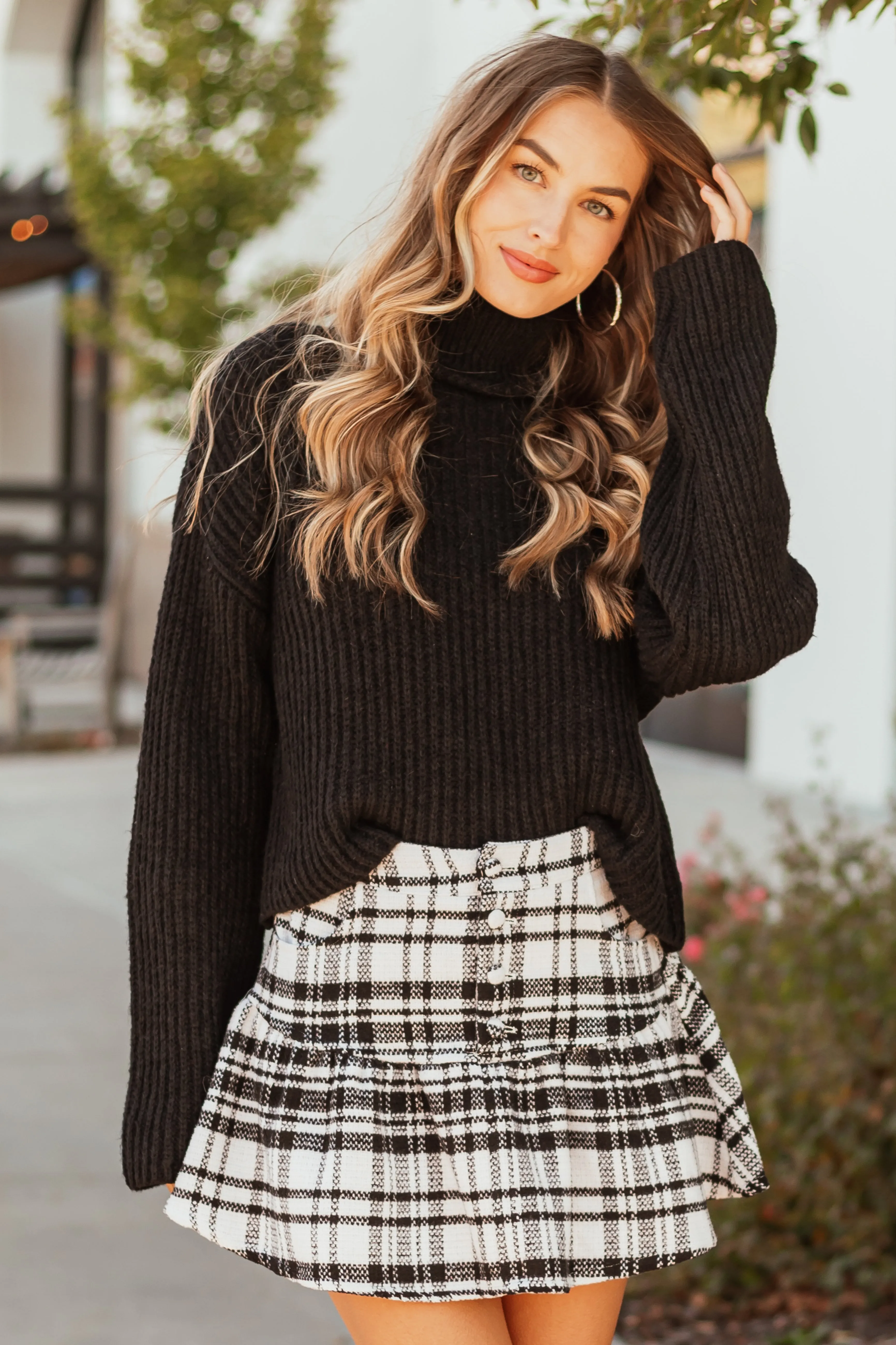 Black Long Sleeve Turtleneck Chunky Sweater sold by Lime Lush