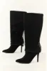 Black Mesh Overlay Stiletto Knee High Boots sold by Lime Lush