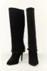 Black Mesh Overlay Stiletto Knee High Boots sold by Lime Lush
