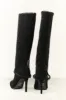 Black Mesh Overlay Stiletto Knee High Boots sold by Lime Lush