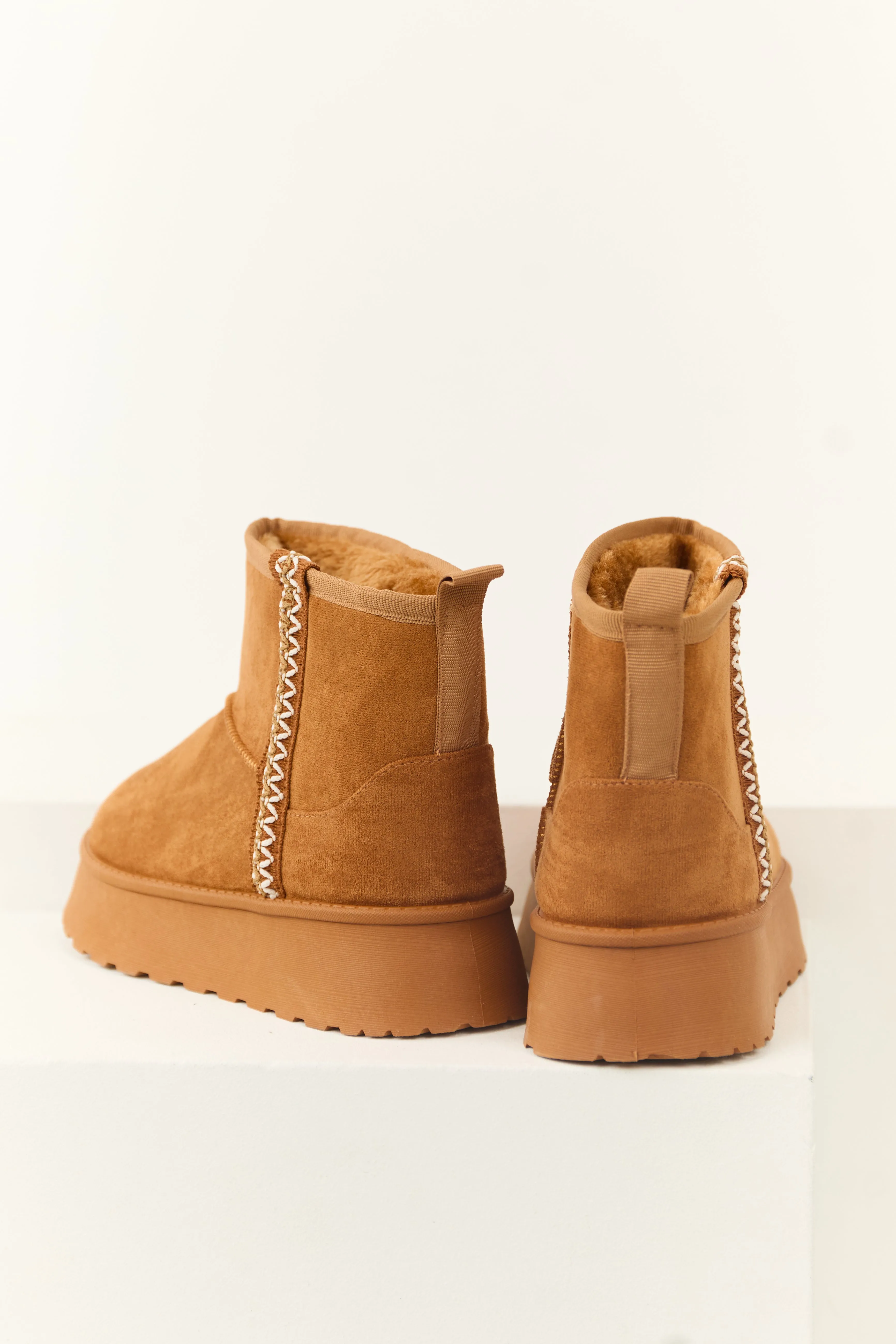 Caramel Suede Slip On Platform Bootie sold by Lime Lush product image thumbnail 3