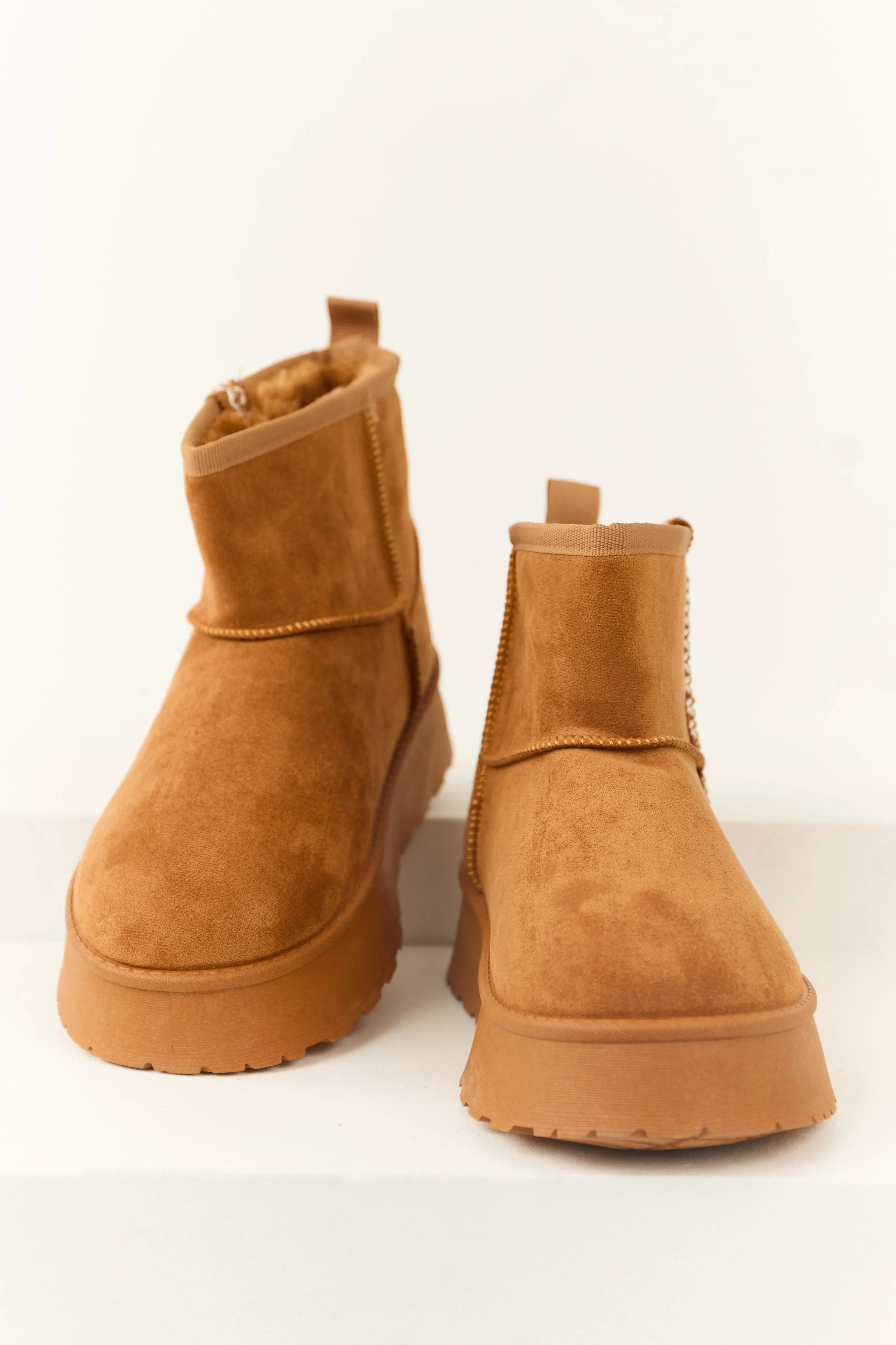 Caramel Suede Slip On Platform Bootie sold by Lime Lush product image thumbnail 2
