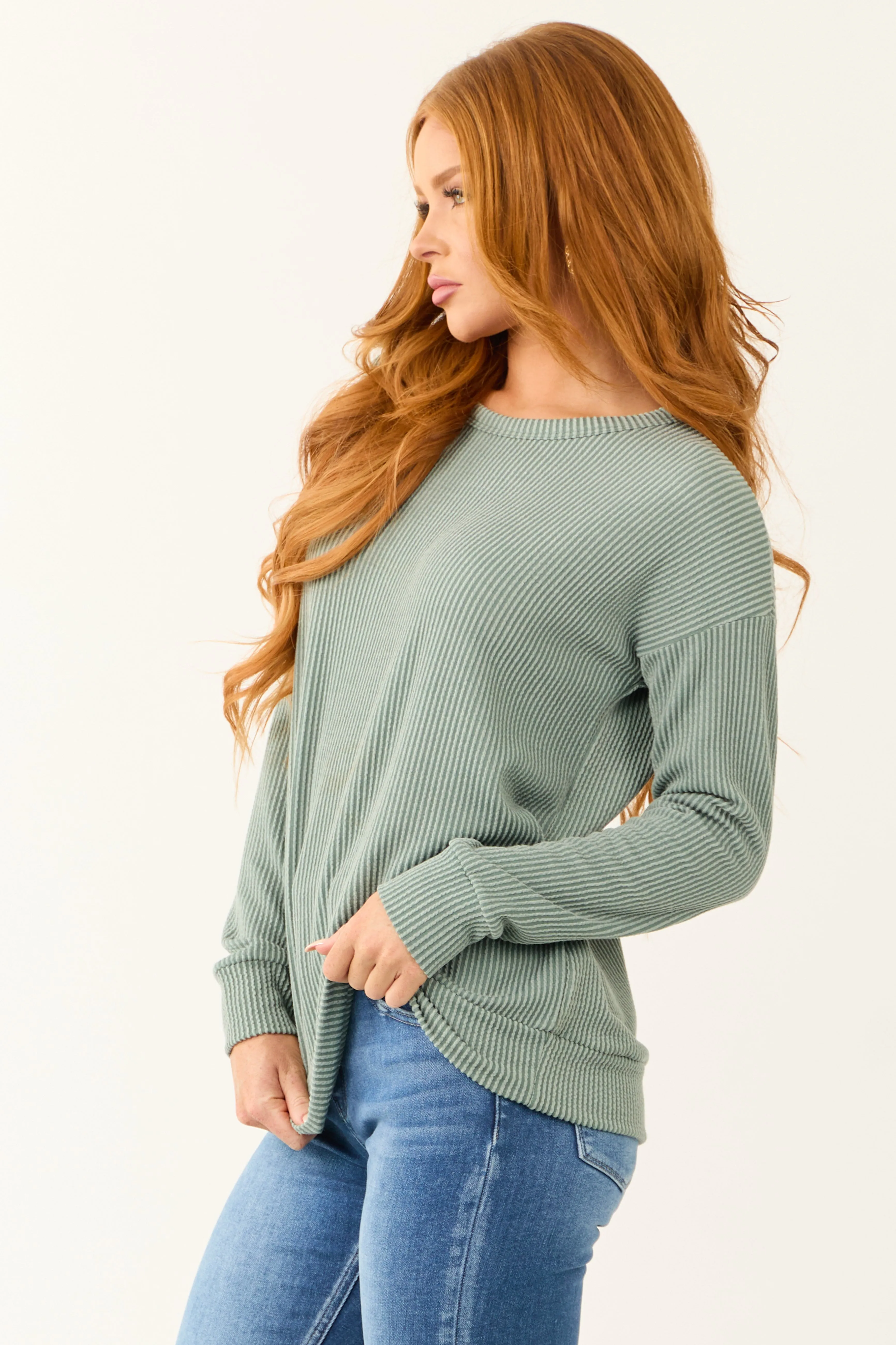 Juniper Ribbed Knit Long Sleeve Crew Neck Top sold by Lime Lush product image thumbnail 5