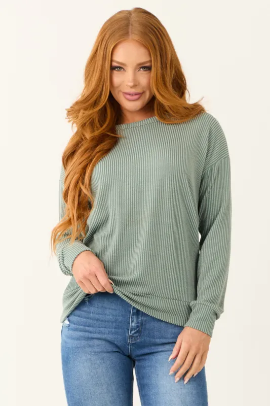 Juniper Ribbed Knit Long Sleeve Crew Neck Top sold by Lime Lush