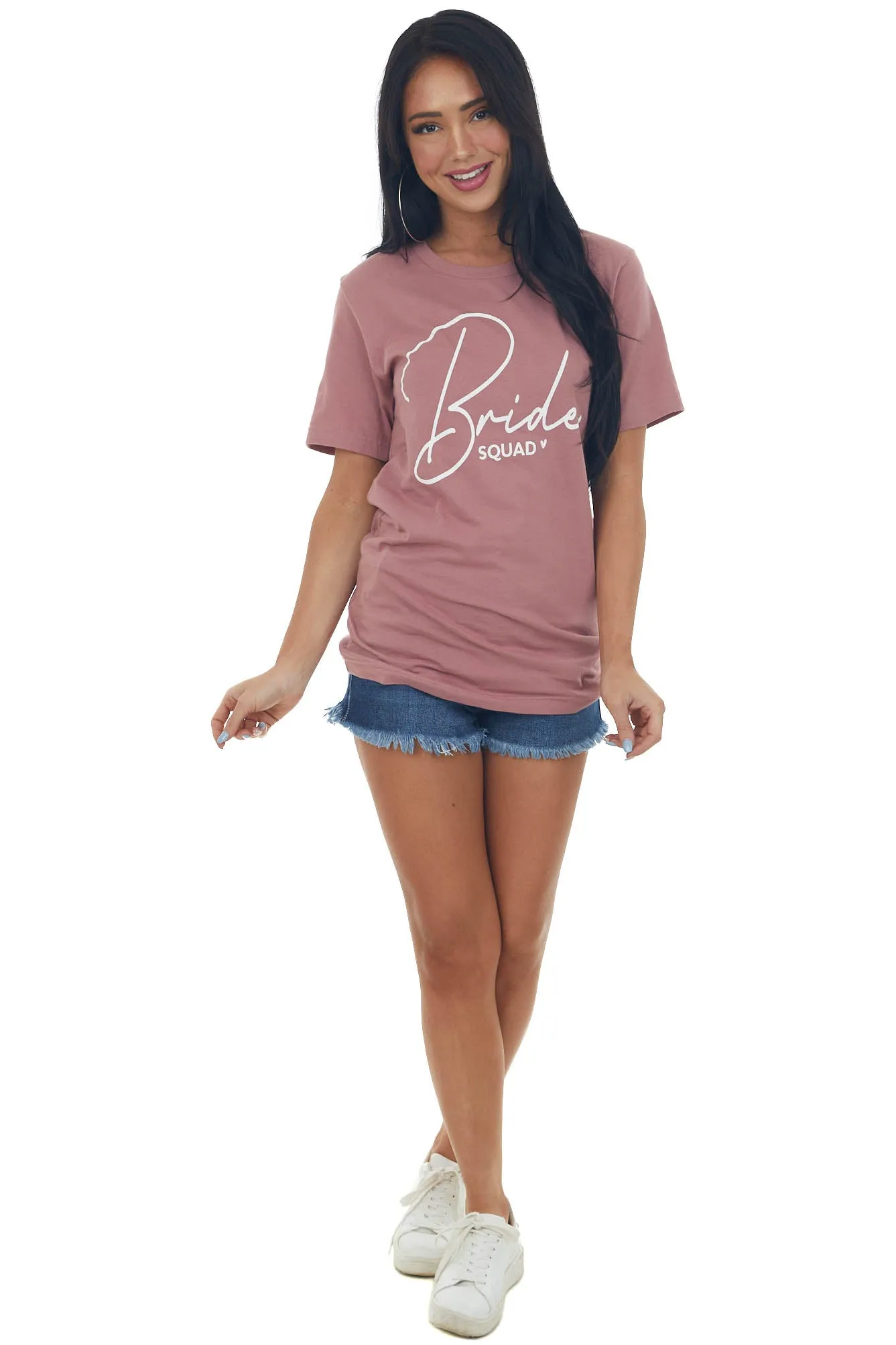 Dusty Rose 'Bride Squad' Script Graphic Tee sold by Lime Lush product image thumbnail 2