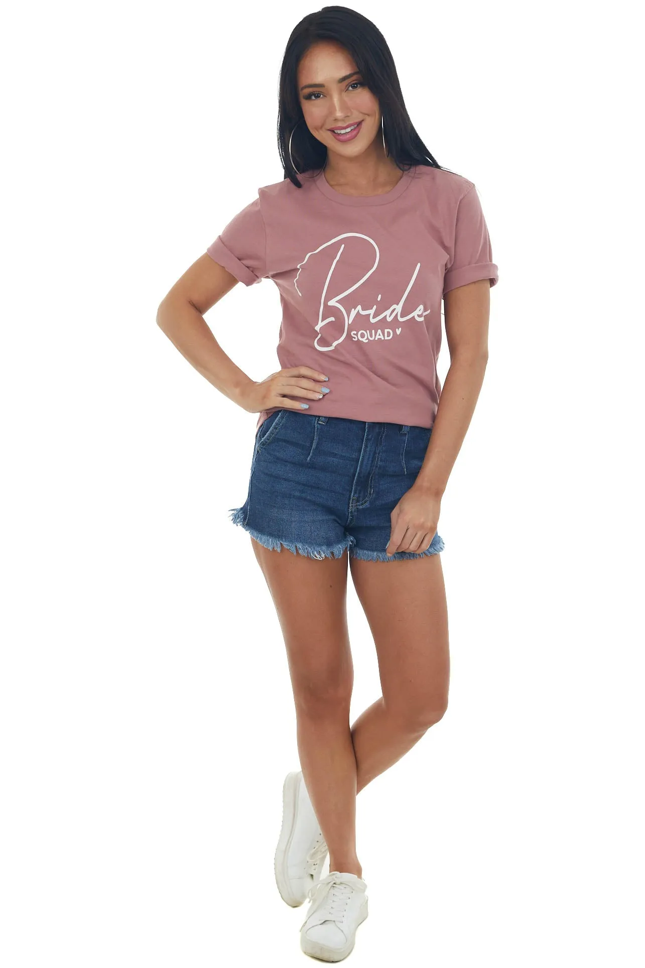 Dusty Rose 'Bride Squad' Script Graphic Tee sold by Lime Lush product image thumbnail 3