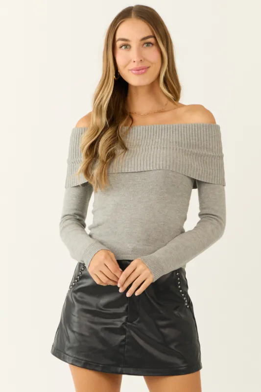 Steel Fitted Off Shoulder Knit Top sold by Lime Lush