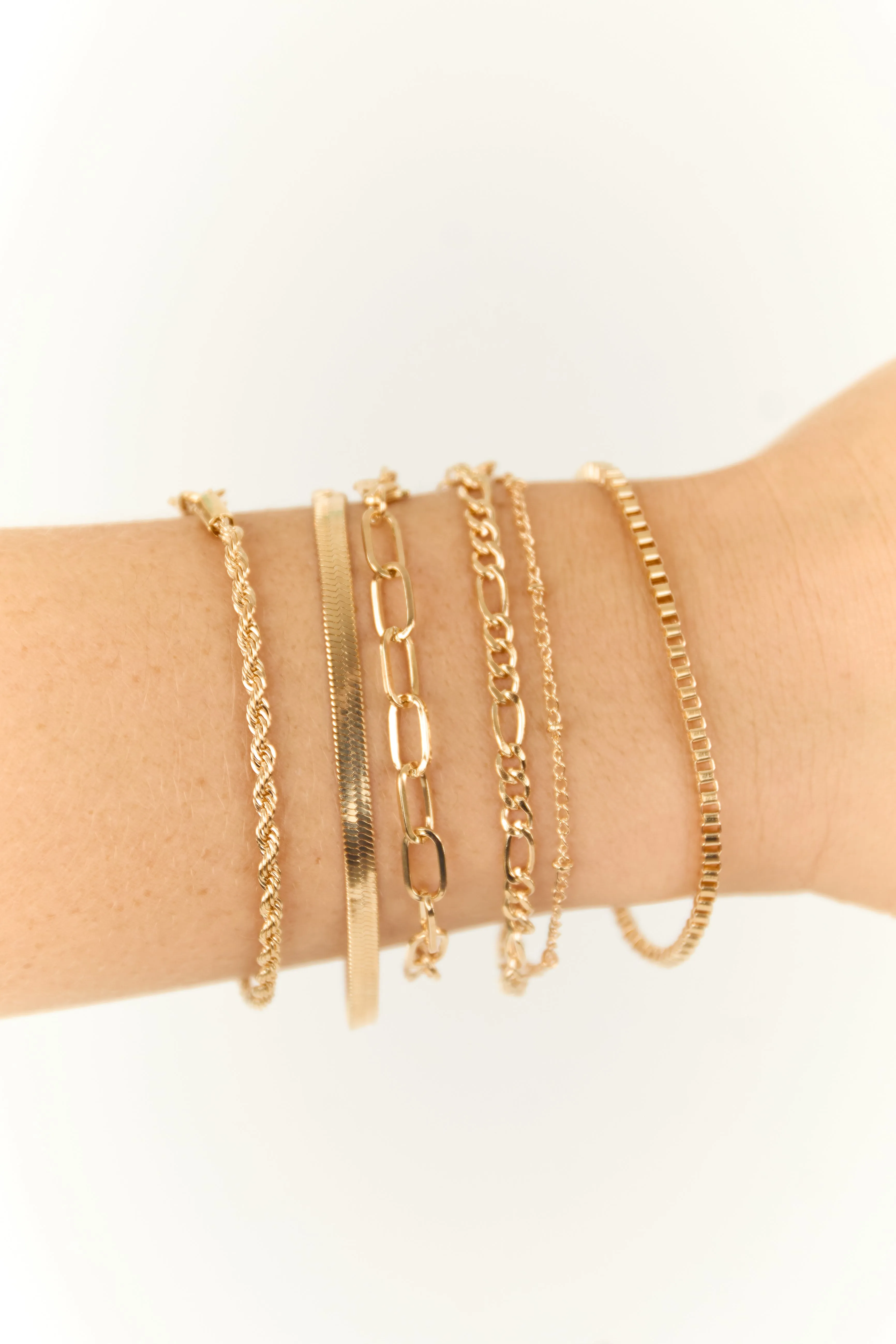 Gold Multi Style 6 Chain Bracelets sold by Lime Lush