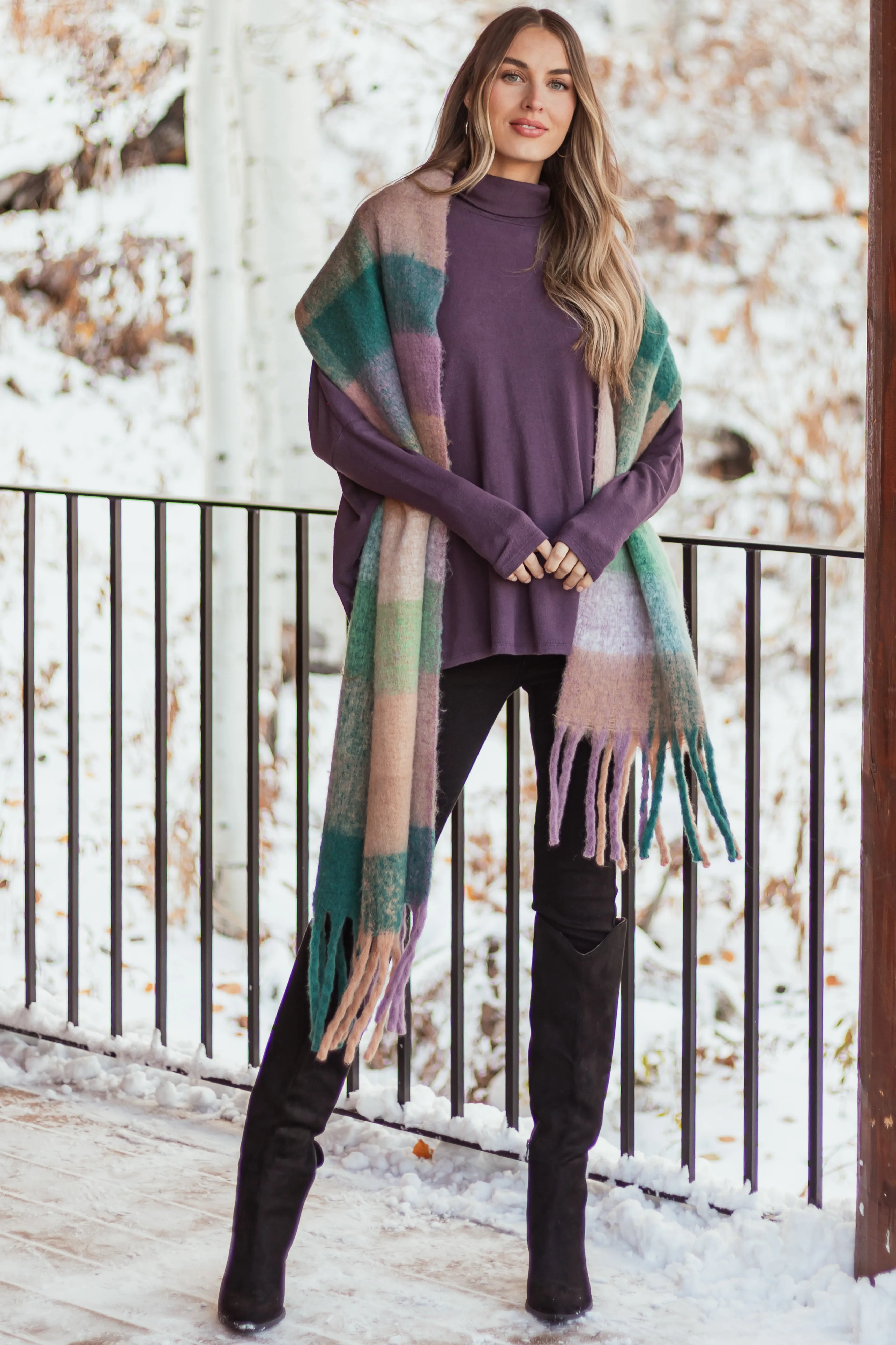 Dusty Grape Turtleneck Dolman Sleeve Top sold by Lime Lush product image thumbnail 4