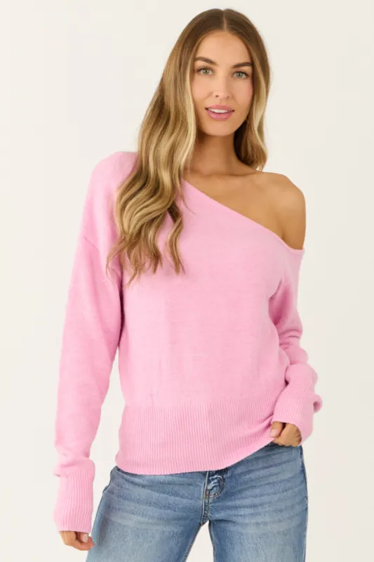 Carnation Heathered Off Shoulder Sweater sold by Lime Lush