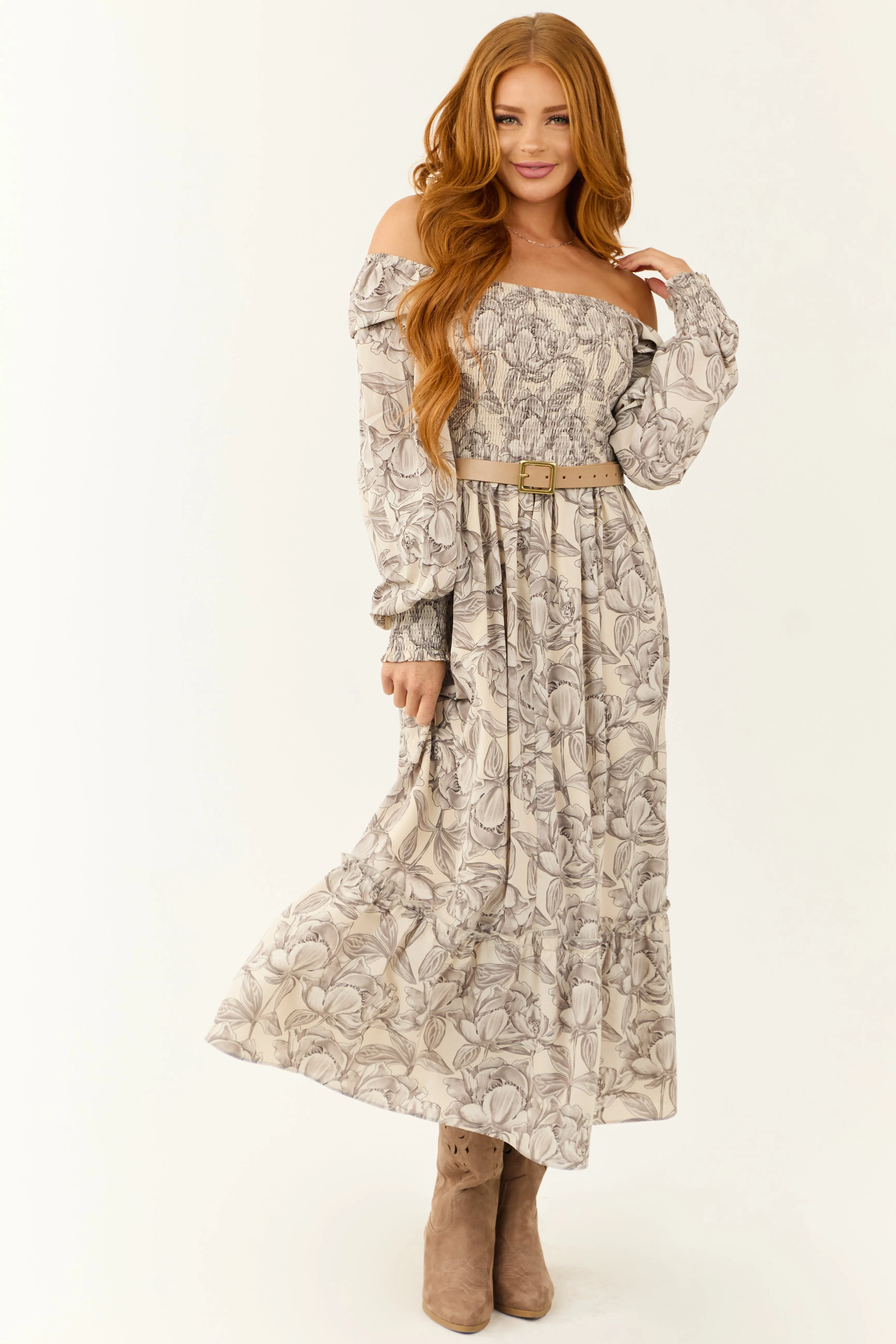 Vanilla Floral Print Square Neck Maxi Dress sold by Lime Lush product image thumbnail 2