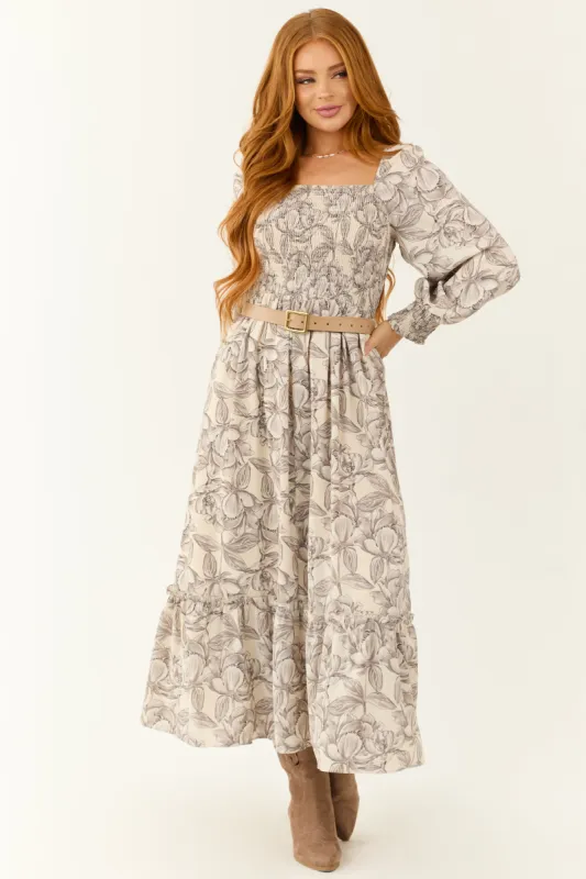 Vanilla Floral Print Square Neck Maxi Dress sold by Lime Lush
