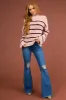Dusty Blush and Eggplant Striped Knit Sweater sold by Lime Lush