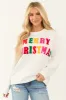 Ivory Merry Christmas Patch Detail Pullover sold by Lime Lush