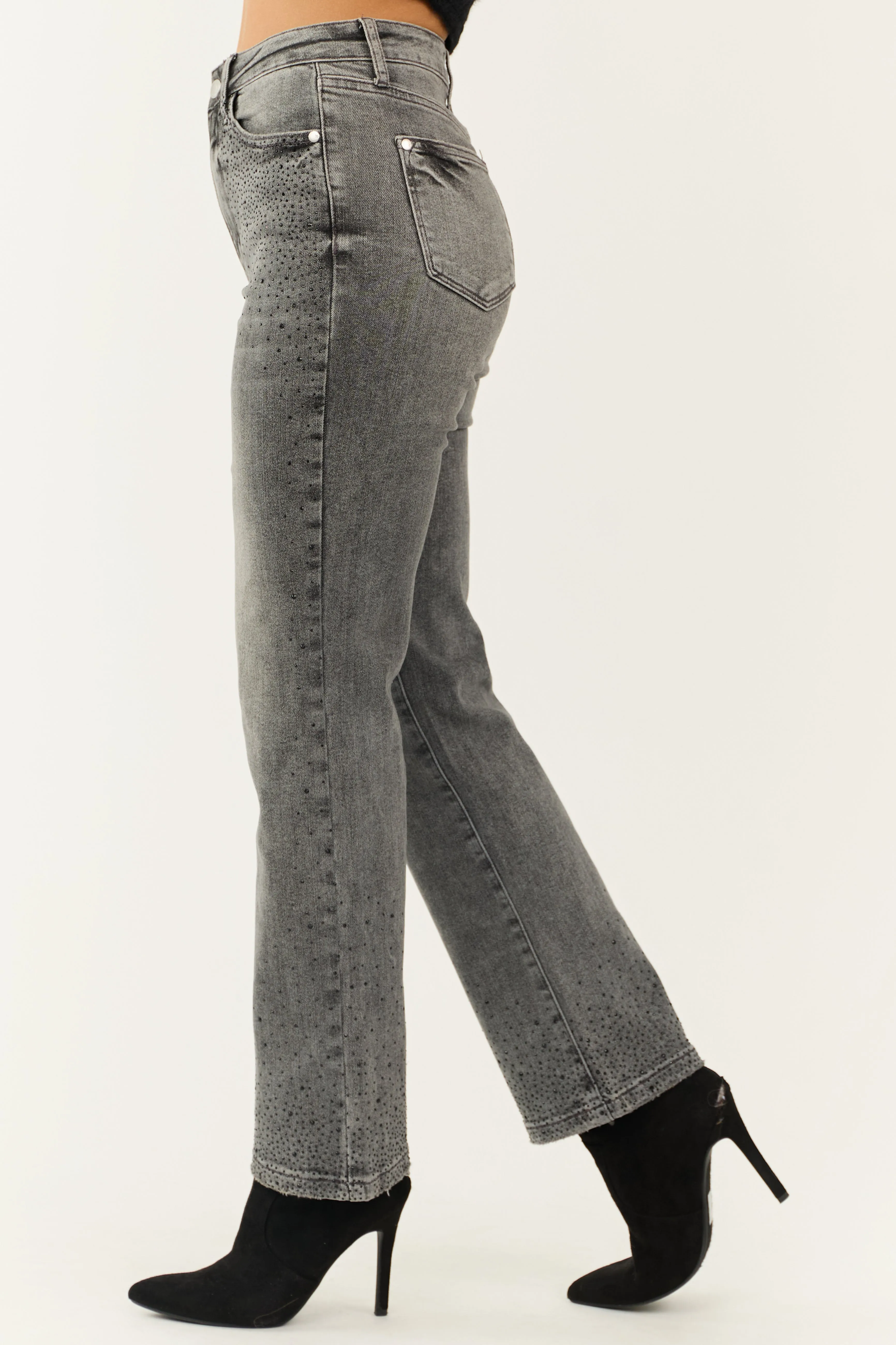 Judy Blue Stone Rhinestone Detail Straight Jeans sold by Lime Lush product image thumbnail 4