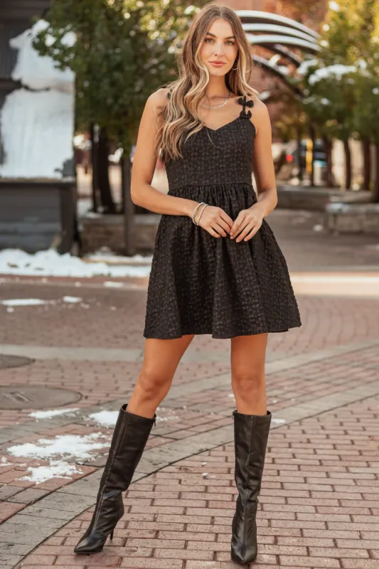 Flying Tomato Black Sleeveless Jacquard Mini Dress sold by Lime Lush