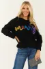 Black 'Merry' Metallic Yarn Long Sleeve Sweater sold by Lime Lush