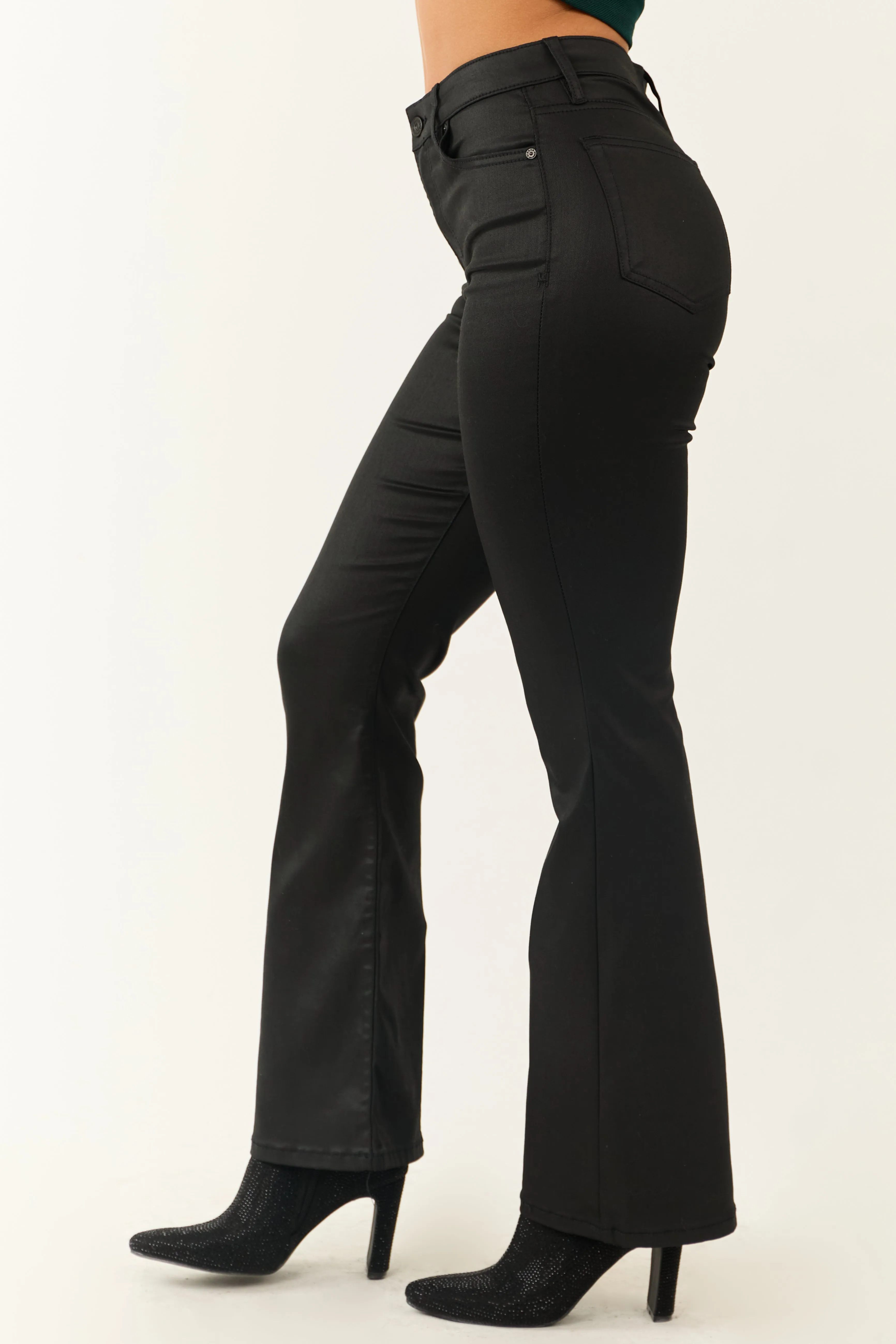 Hidden Black Coated High Rise Ankle Flare Jeans sold by Lime Lush product image thumbnail 3