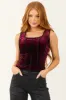 Wine Corset Style Lace Trim Tank Top sold by Lime Lush