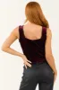 Wine Corset Style Lace Trim Tank Top sold by Lime Lush