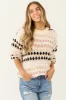 Ivory Crochet Abstract Pattern Knit Sweater sold by Lime Lush