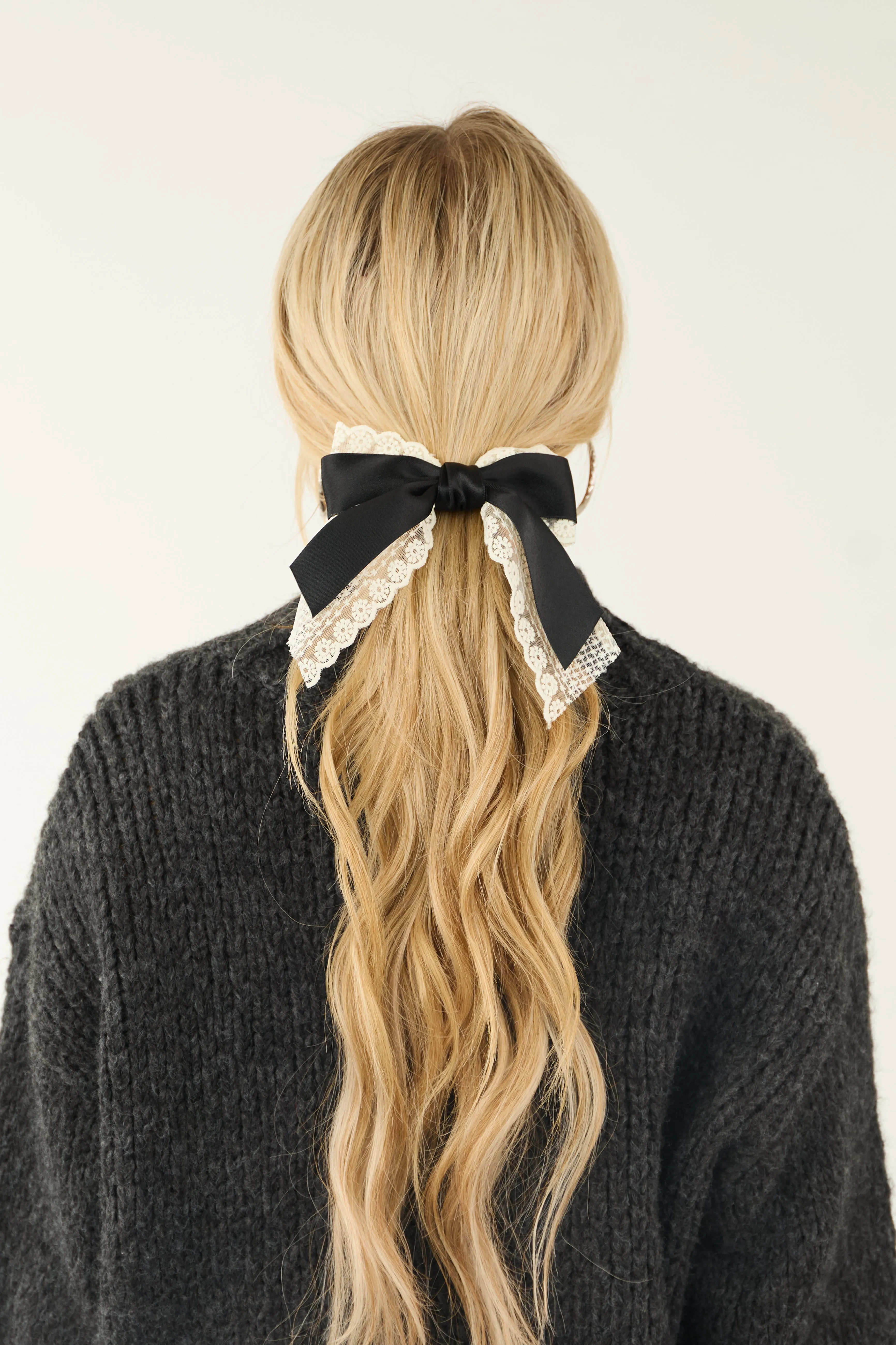 Black Lace Bow Barrette Style Hair Clip sold by Lime Lush product image thumbnail 3
