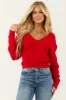 Lipstick Wide V Neck Cashmere Sweater sold by Lime Lush