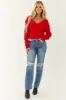 Lipstick Wide V Neck Cashmere Sweater sold by Lime Lush