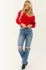 Lipstick Wide V Neck Cashmere Sweater sold by Lime Lush