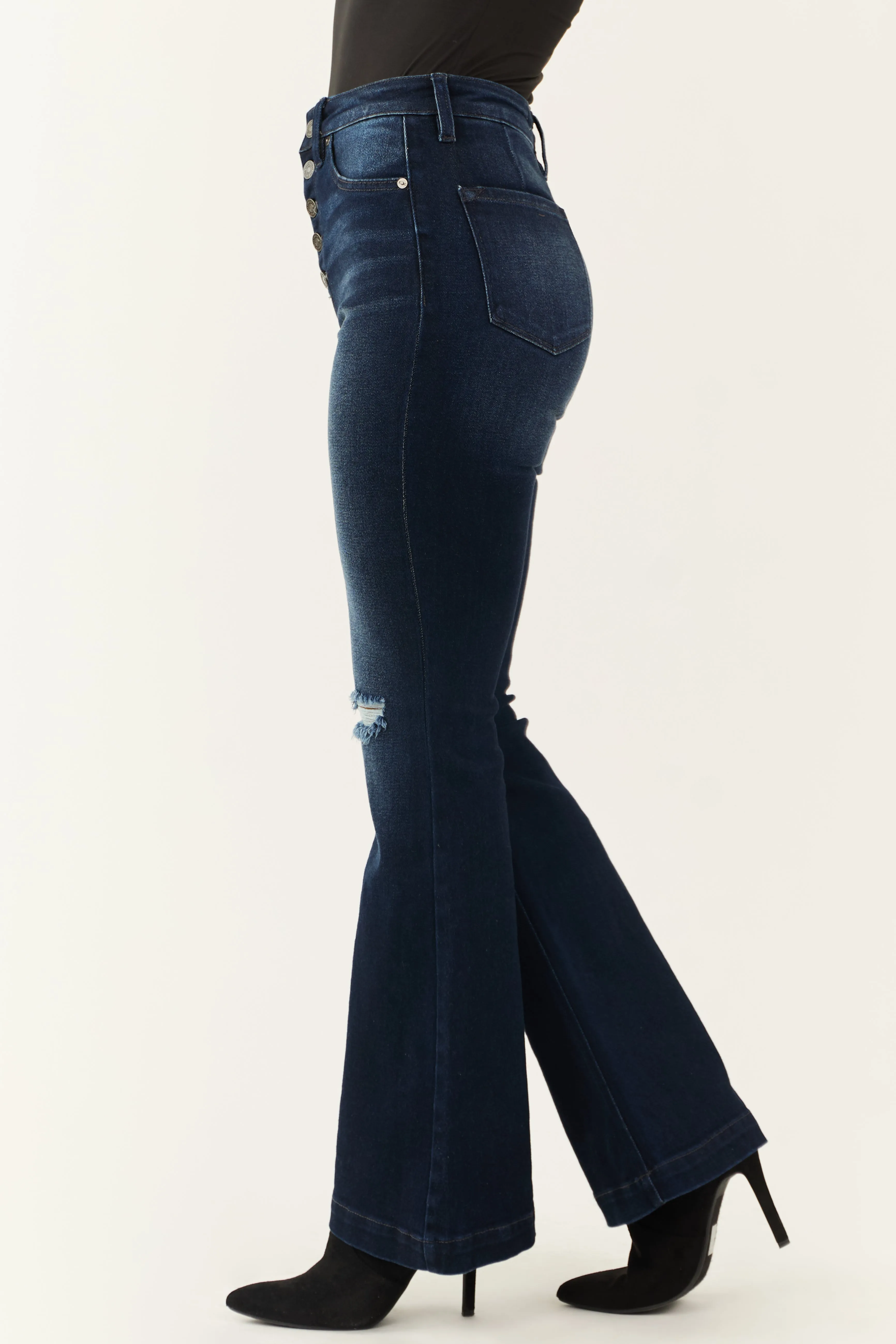 KanCan Dark Wash High Rise Flare Jeans sold by Lime Lush product image thumbnail 4