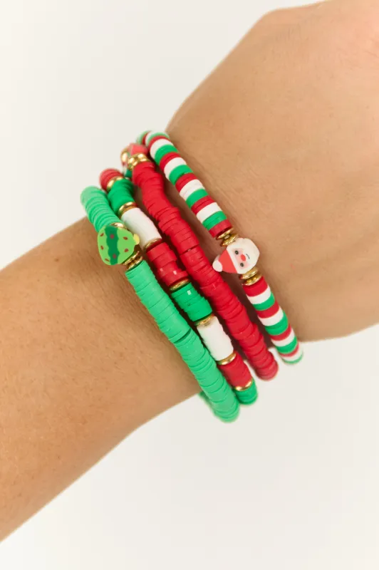 Multicolor Beaded Christmas Charm Bracelet Set sold by Lime Lush