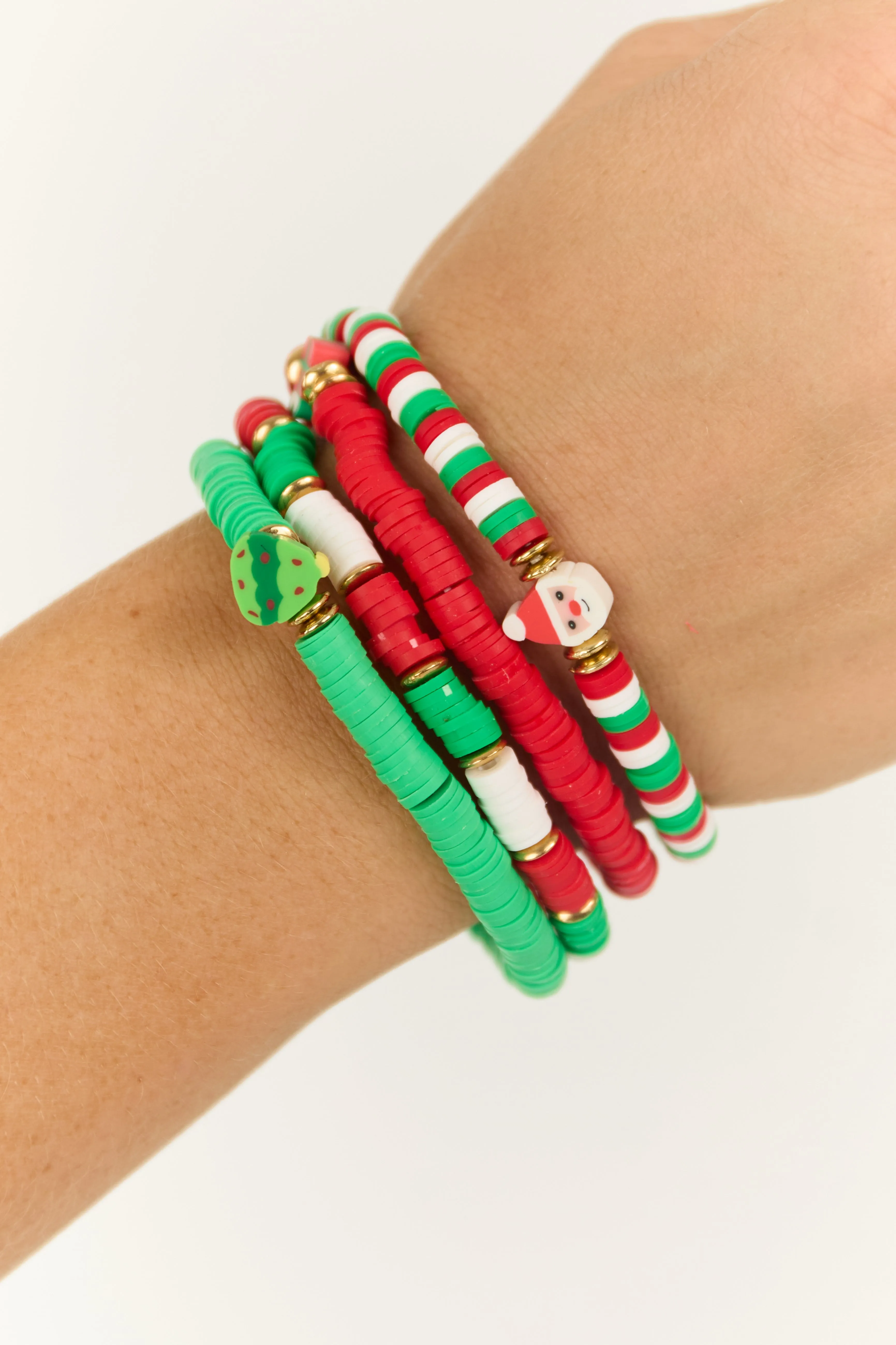 Multicolor Beaded Christmas Charm Bracelet Set sold by Lime Lush