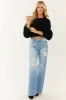Risen Light Wash Distressed Bootcut Jeans sold by Lime Lush