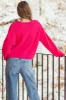 Hot Pink Chenille Rolled Trim Long Sleeve Sweater sold by Lime Lush