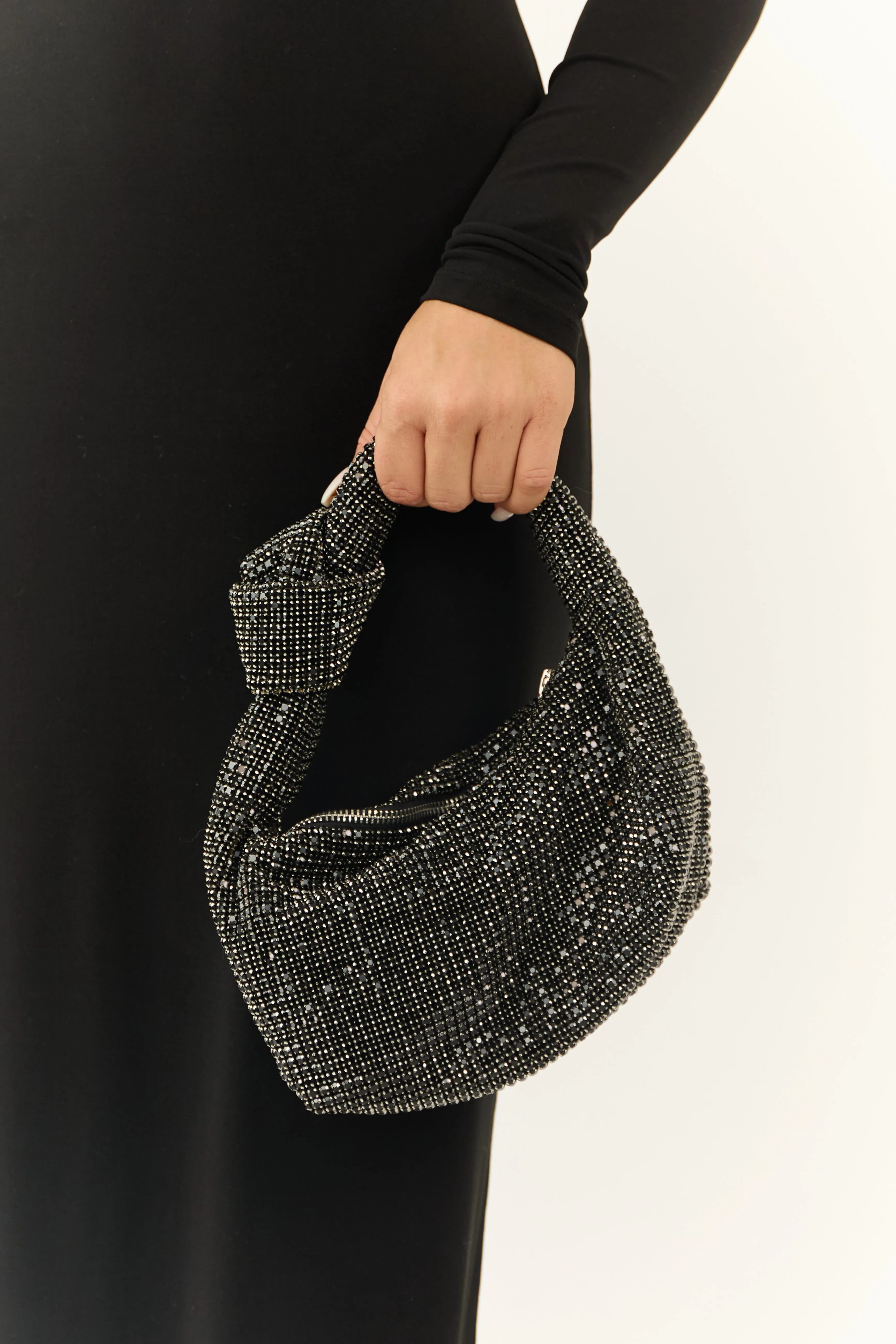 Black Pave Rhinestone Knot Strap Handbag sold by Lime Lush product image thumbnail 2